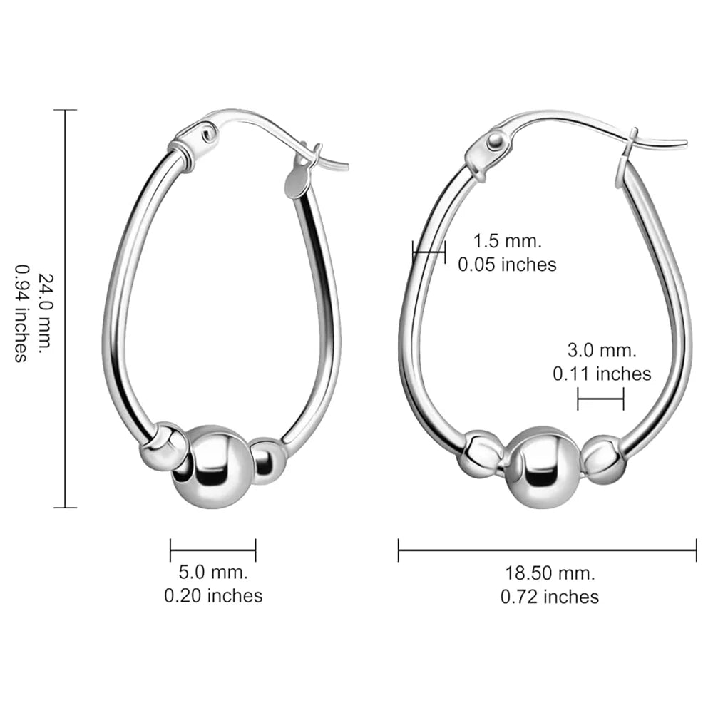 Women's Bead Ball Hoop Earrings