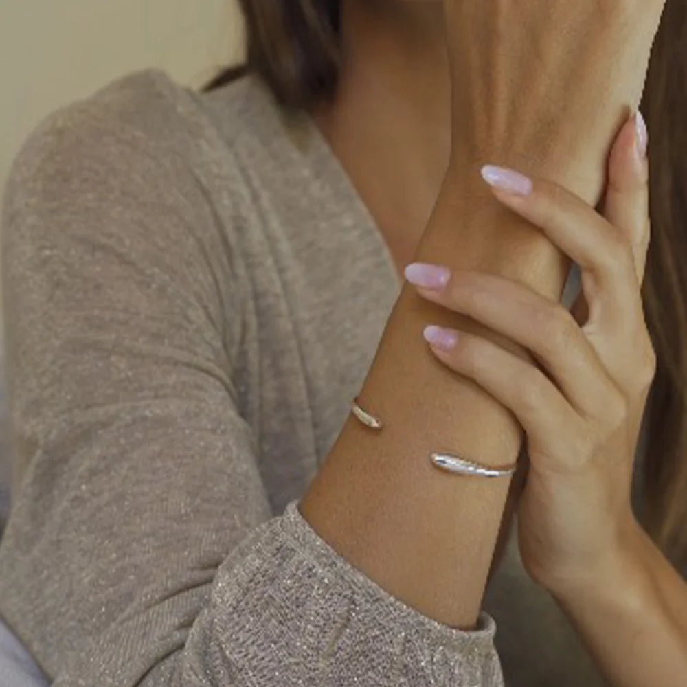 Sterling Silver Teardrop Cuff Bangle Bracelet for Women