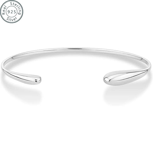 Sterling Silver Teardrop Cuff Bangle Bracelet for Women