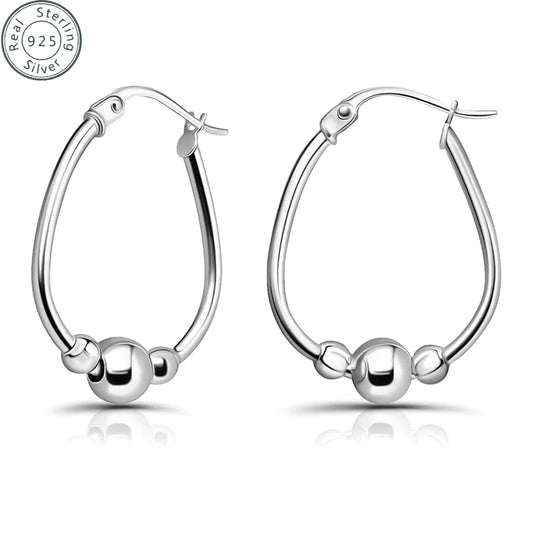Women's Bead Ball Hoop Earrings