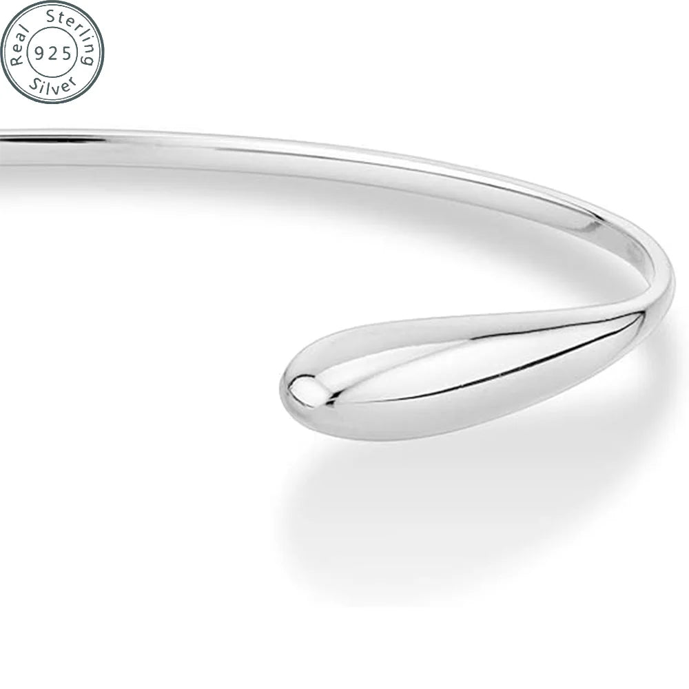 Sterling Silver Teardrop Cuff Bangle Bracelet for Women