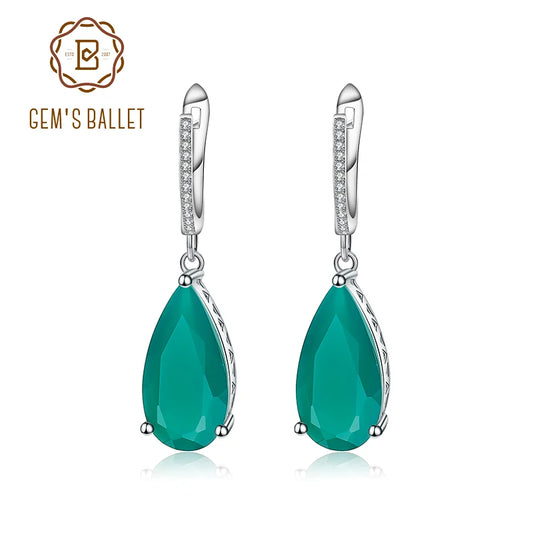 Women's Natural Green Agate Drop Earrings