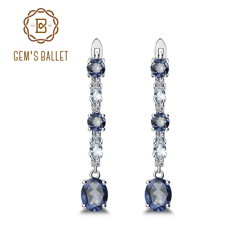 Women's Sterling Silver Natural Lolite Earrings