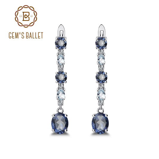 Women's Sterling Silver Natural Lolite Earrings