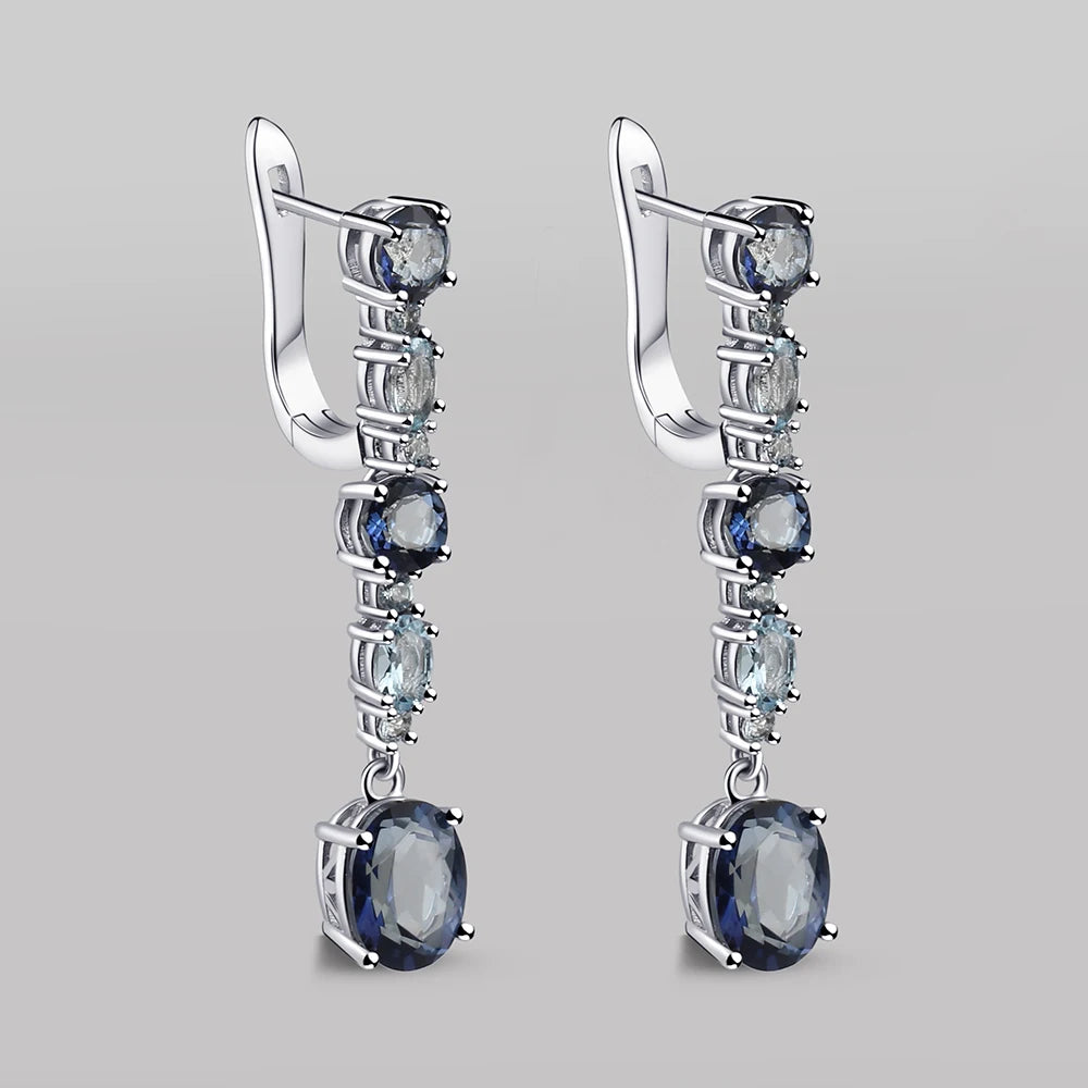 Women's Sterling Silver Natural Lolite Earrings