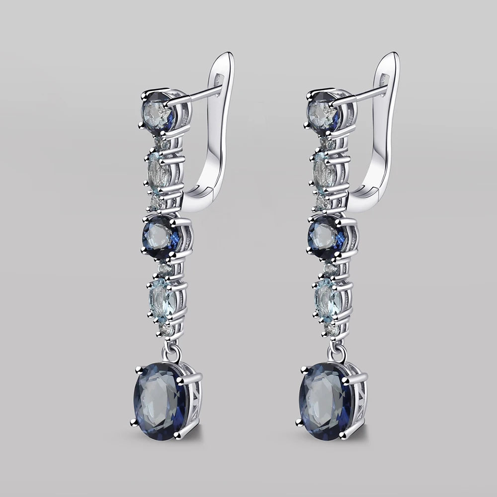 Women's Sterling Silver Natural Lolite Earrings