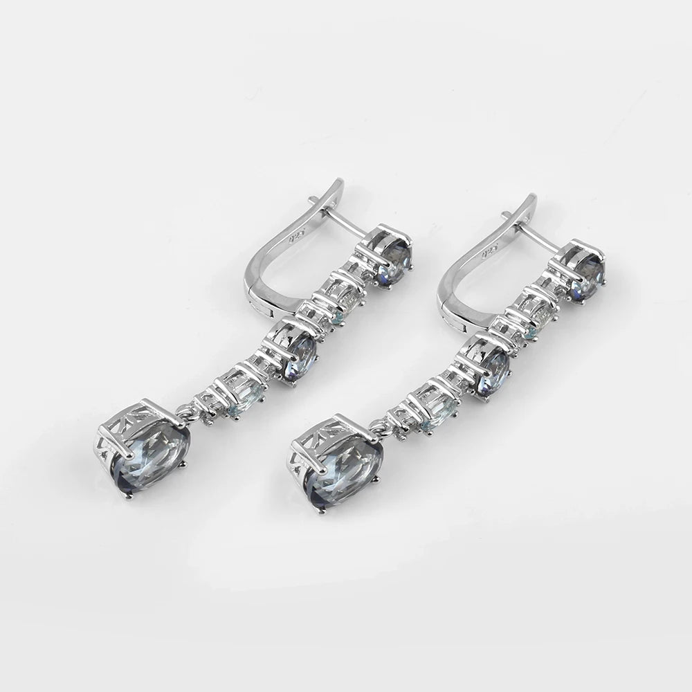 Women's Sterling Silver Natural Lolite Earrings