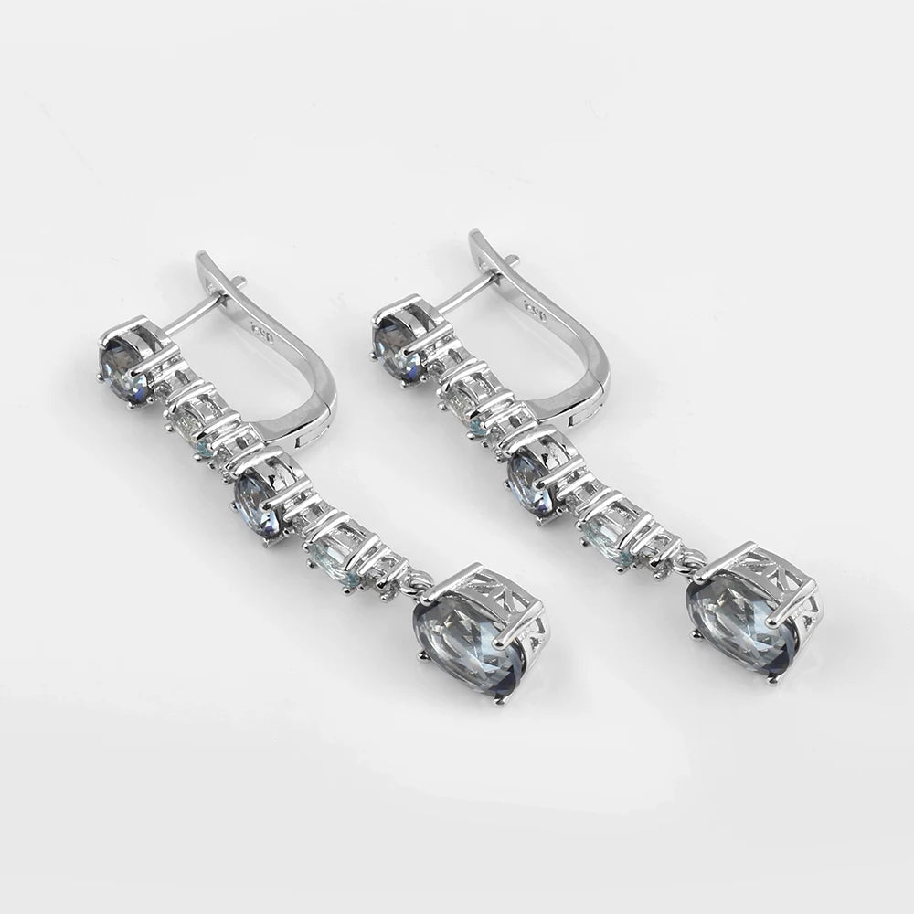 Women's Sterling Silver Natural Lolite Earrings
