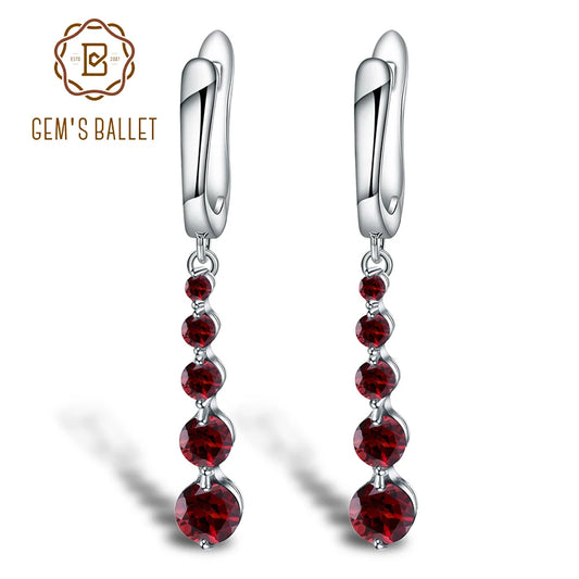 Women's Natural Red Garnet Gemstone Drop Earrings