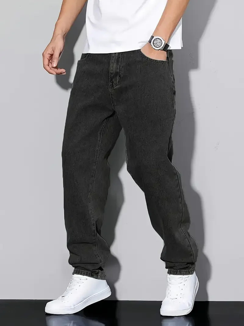 Men's Classic Black Denim Jeans Regular Fit
