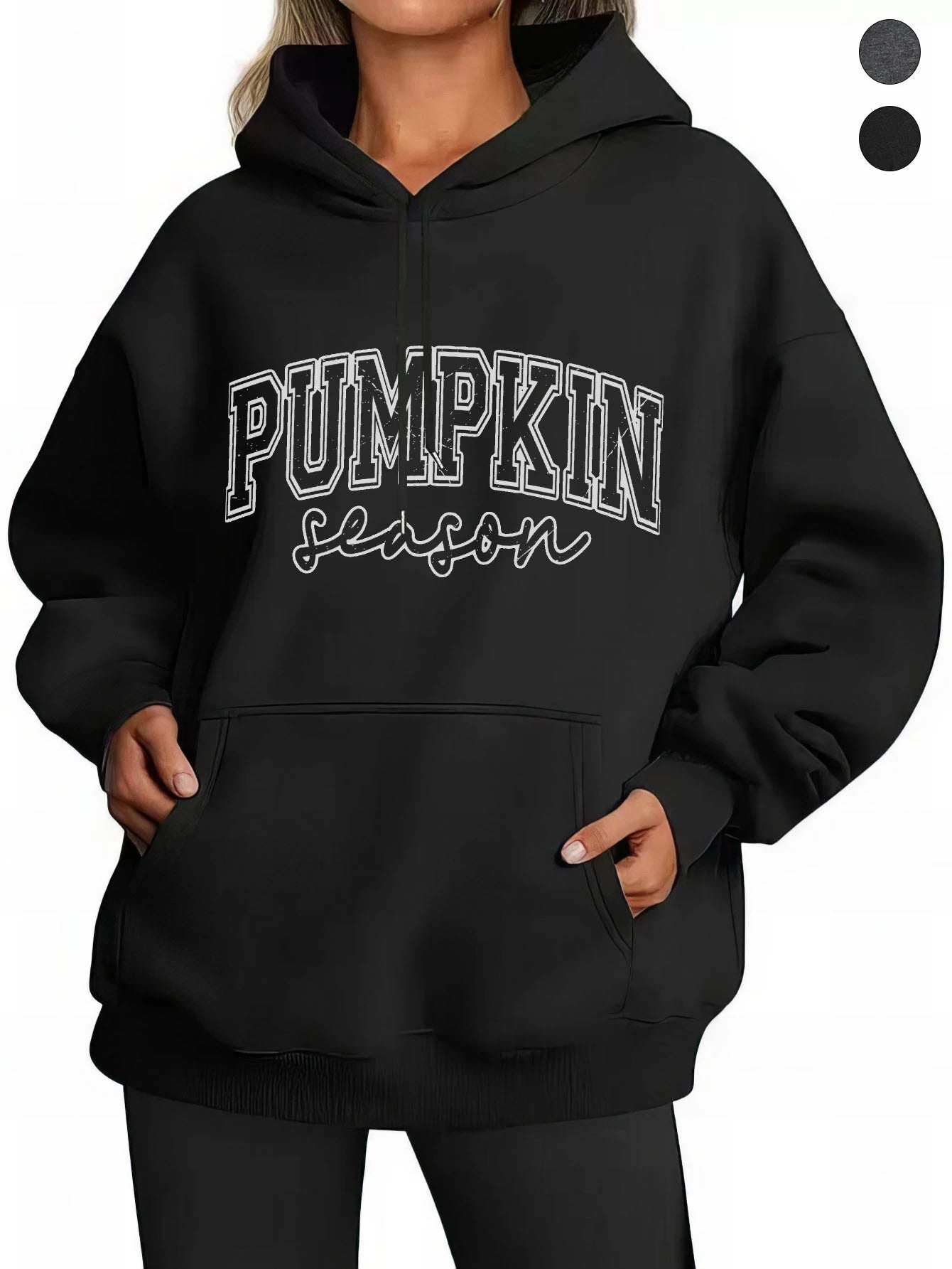 Women’s Loose Fit Black Gray Pumpkin Season Hoodie