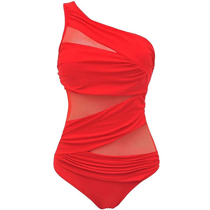 Women's Plus Size One-Shoulder Swimsuit