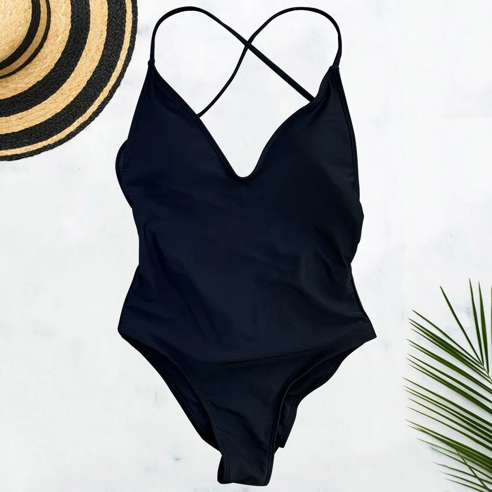 Solid Plus-Size One Piece Swimsuit Women
