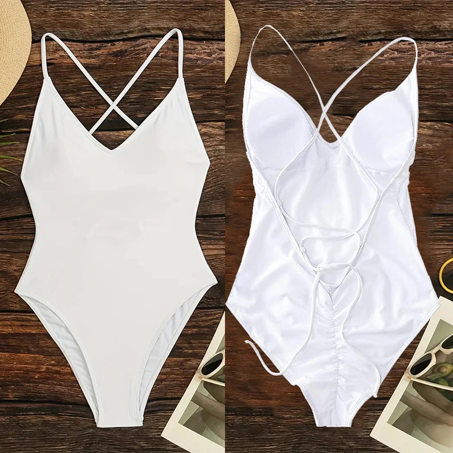 Solid Plus-Size One Piece Swimsuit Women