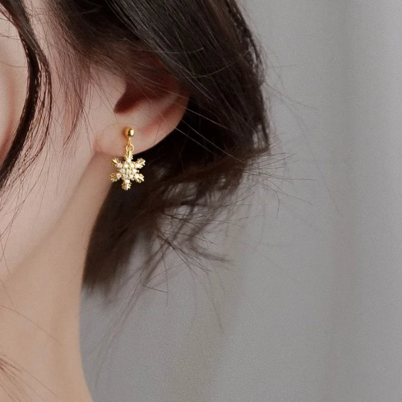 Red Bow Knot Snowflakes Drop Earring for Women