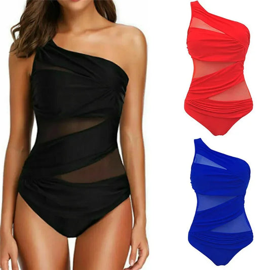Women's Plus Size One-Shoulder Swimsuit