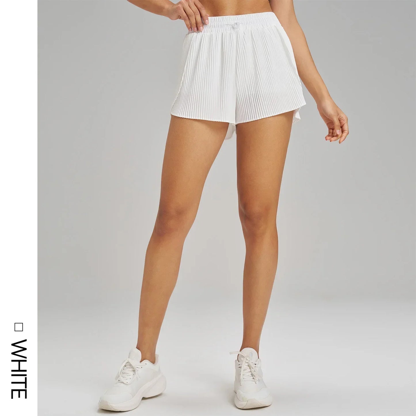 Women's Pleated Fitness Shorts with Pocket