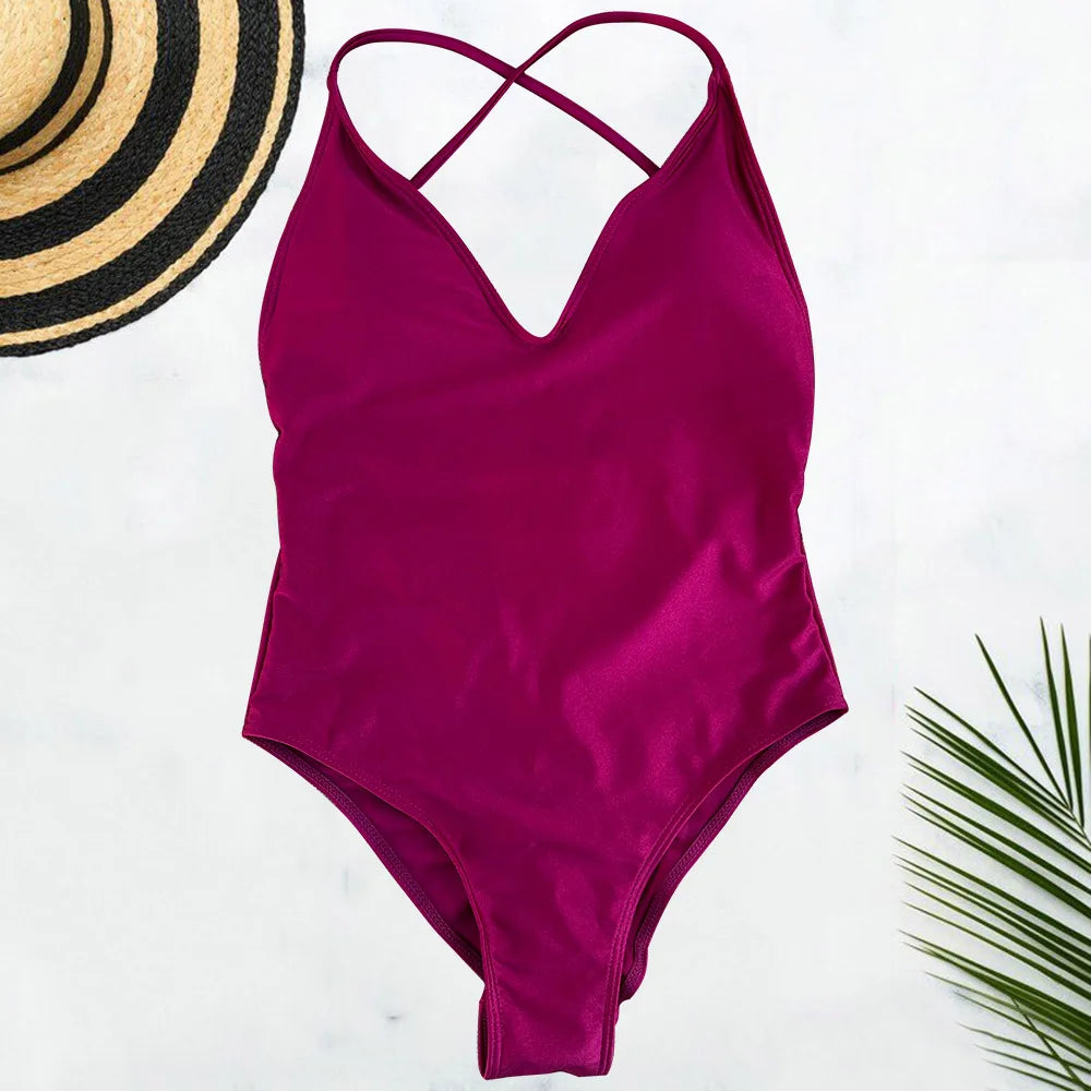 Solid Plus-Size One Piece Swimsuit Women