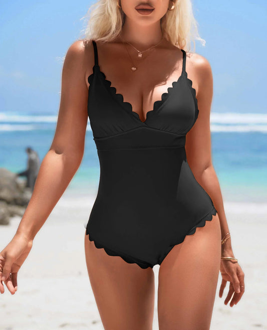 Women's One-Piece Scalloped Swimsuit
