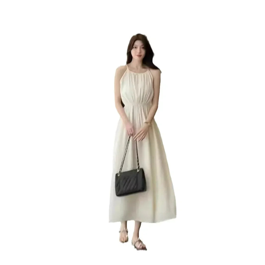 Women's Elegant Halter Neck Off-The-Shoulder Hollow Waist Fitted Tank Dress