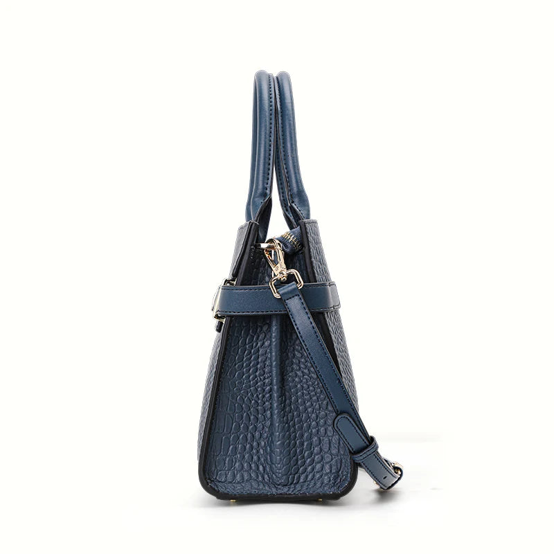 Aidrani Light Luxury Crocodile Genuine Blue Leather Women's Bag