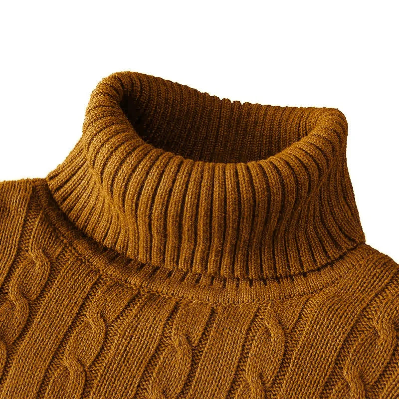 Men's Long Sleeve Slim Fit Knitted Turtleneck Sweater