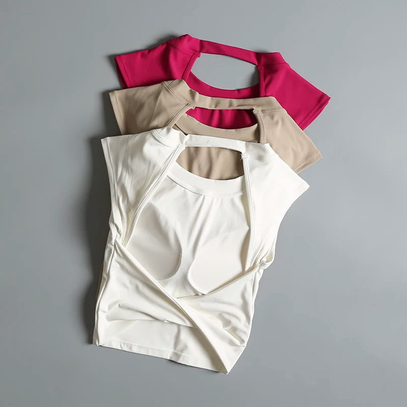 Women's Short Backless Sports T-shirt