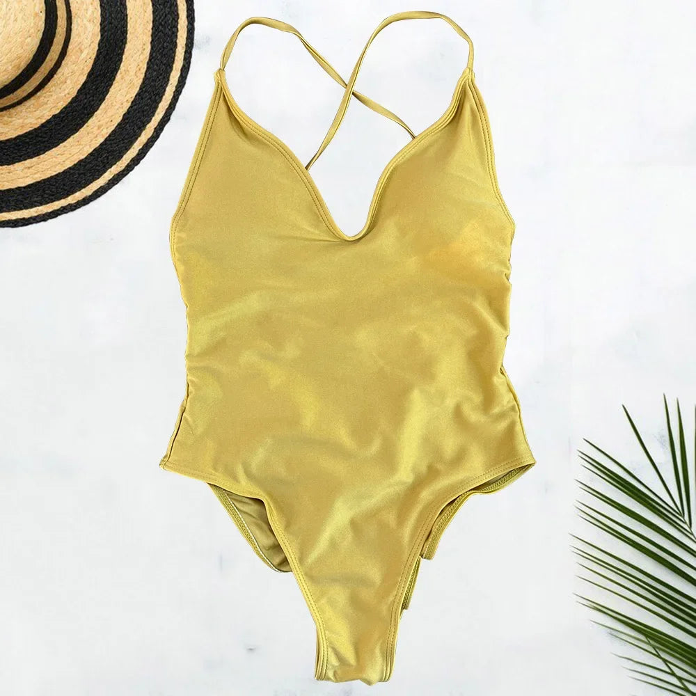 Solid Plus-Size One Piece Swimsuit Women