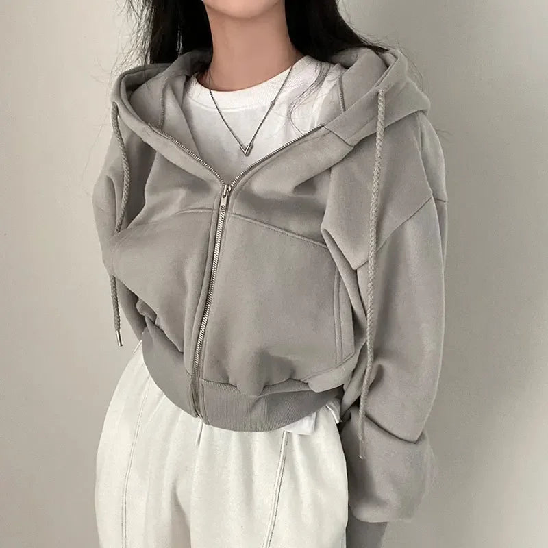 Women's Casual Oversized Full Zip Hooded Sweatshirt