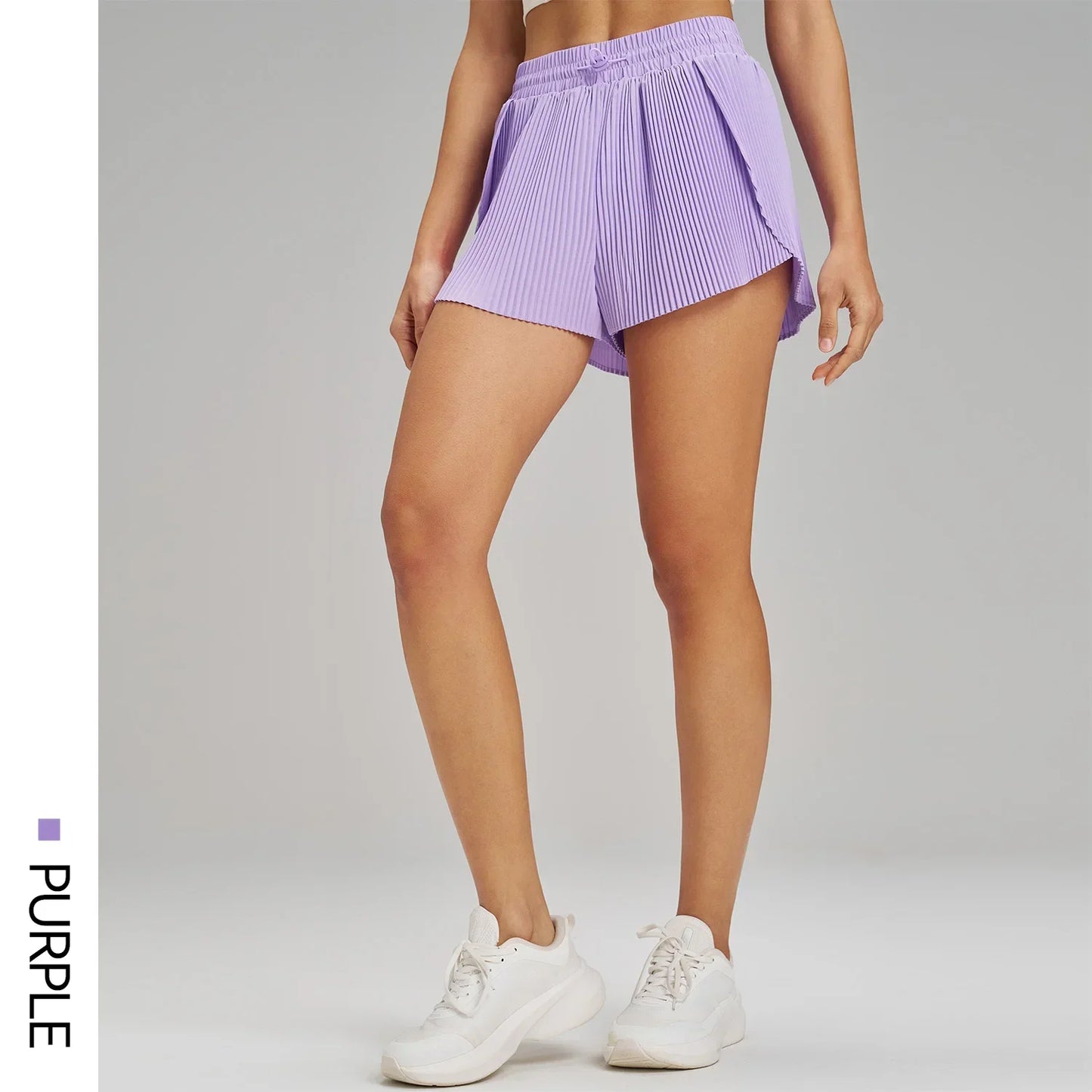 Women's Pleated Fitness Shorts with Pocket