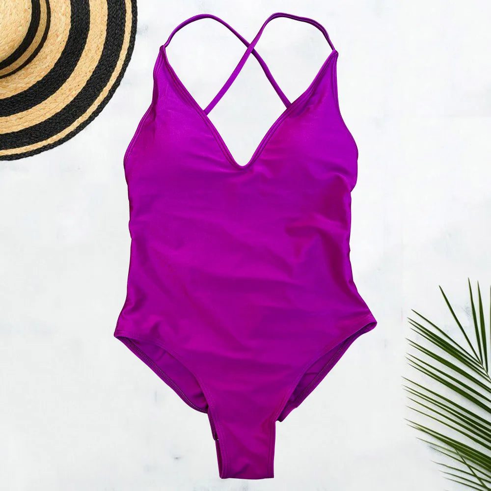 Solid Plus-Size One Piece Swimsuit Women