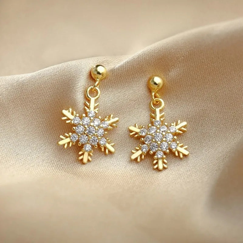 Red Bow Knot Snowflakes Drop Earring for Women