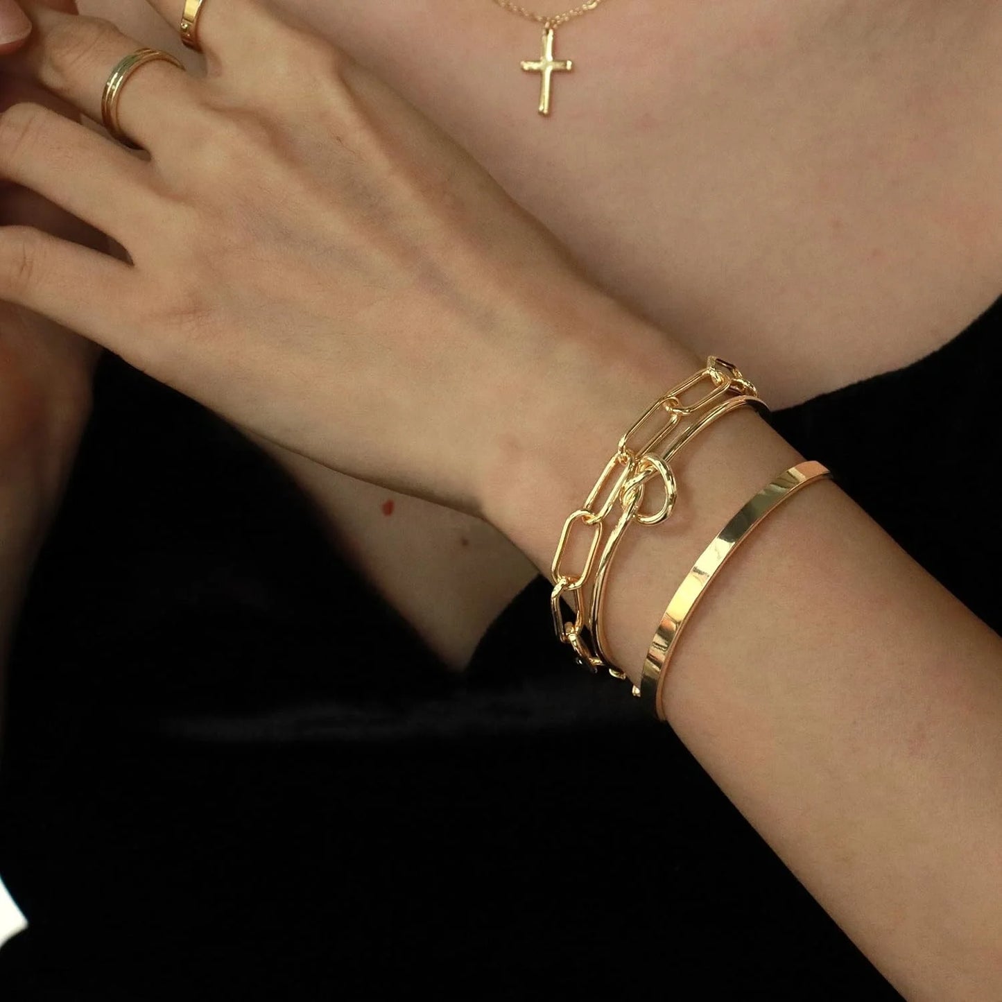 Women's Gold Plated Bangle Cuff Bracelets