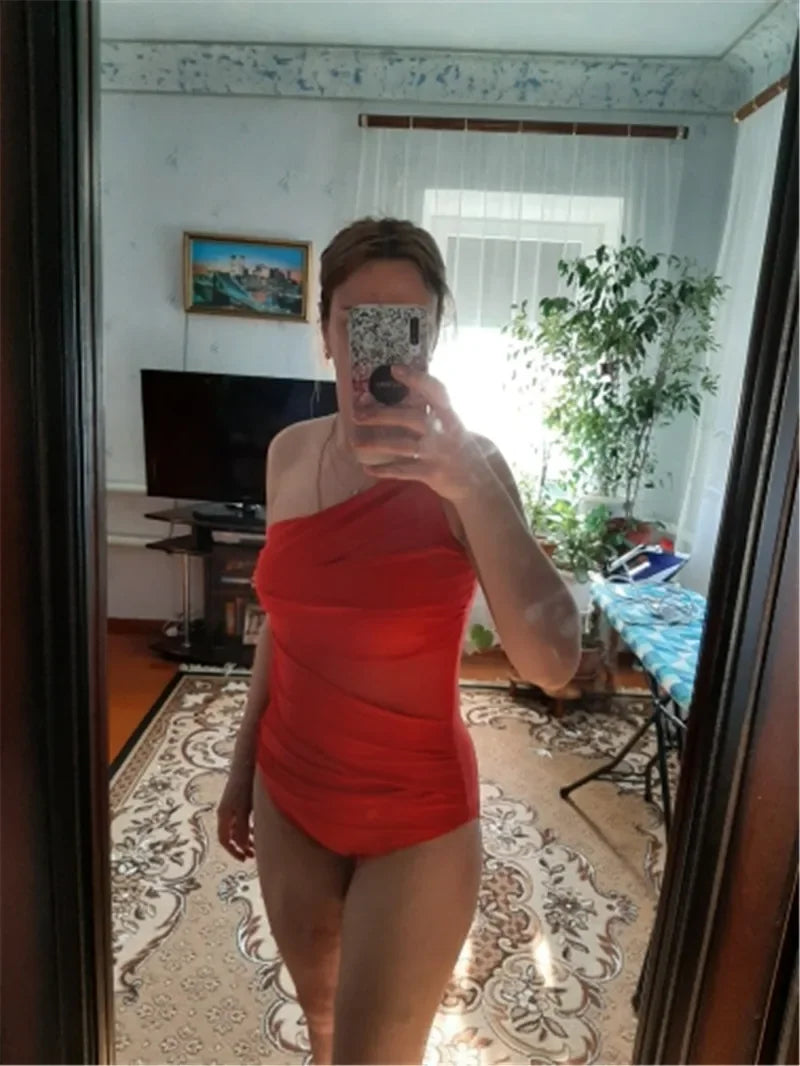Women's Plus Size One-Shoulder Swimsuit