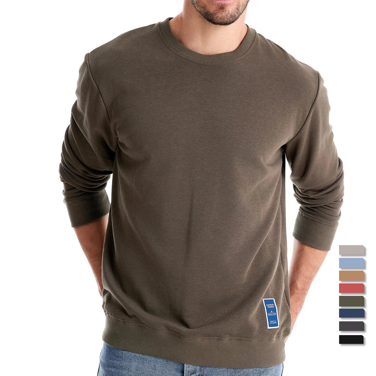 Men's Crew Neck Solid Color Sweatshirt
