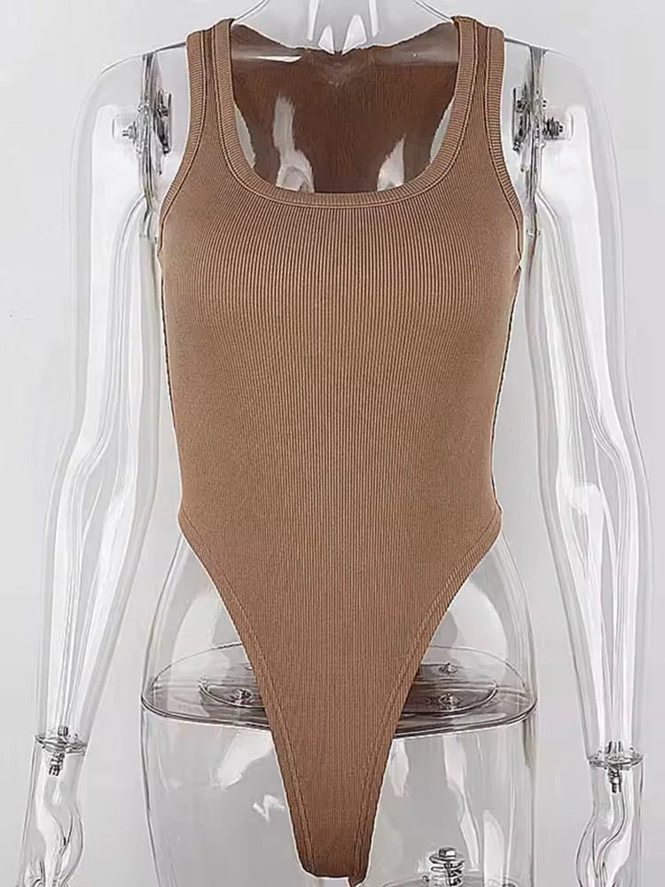 Women's Sleeveless Knit Halter Top Bodysuit