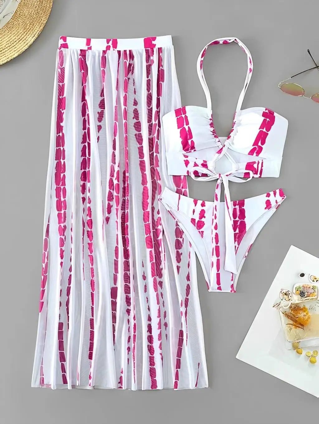 Women's 3 Piece Halter Bikini Swimsuit Set
