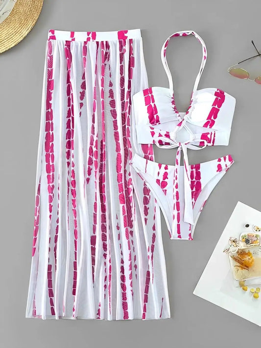 Women's 3 Piece Halter Bikini Swimsuit Set