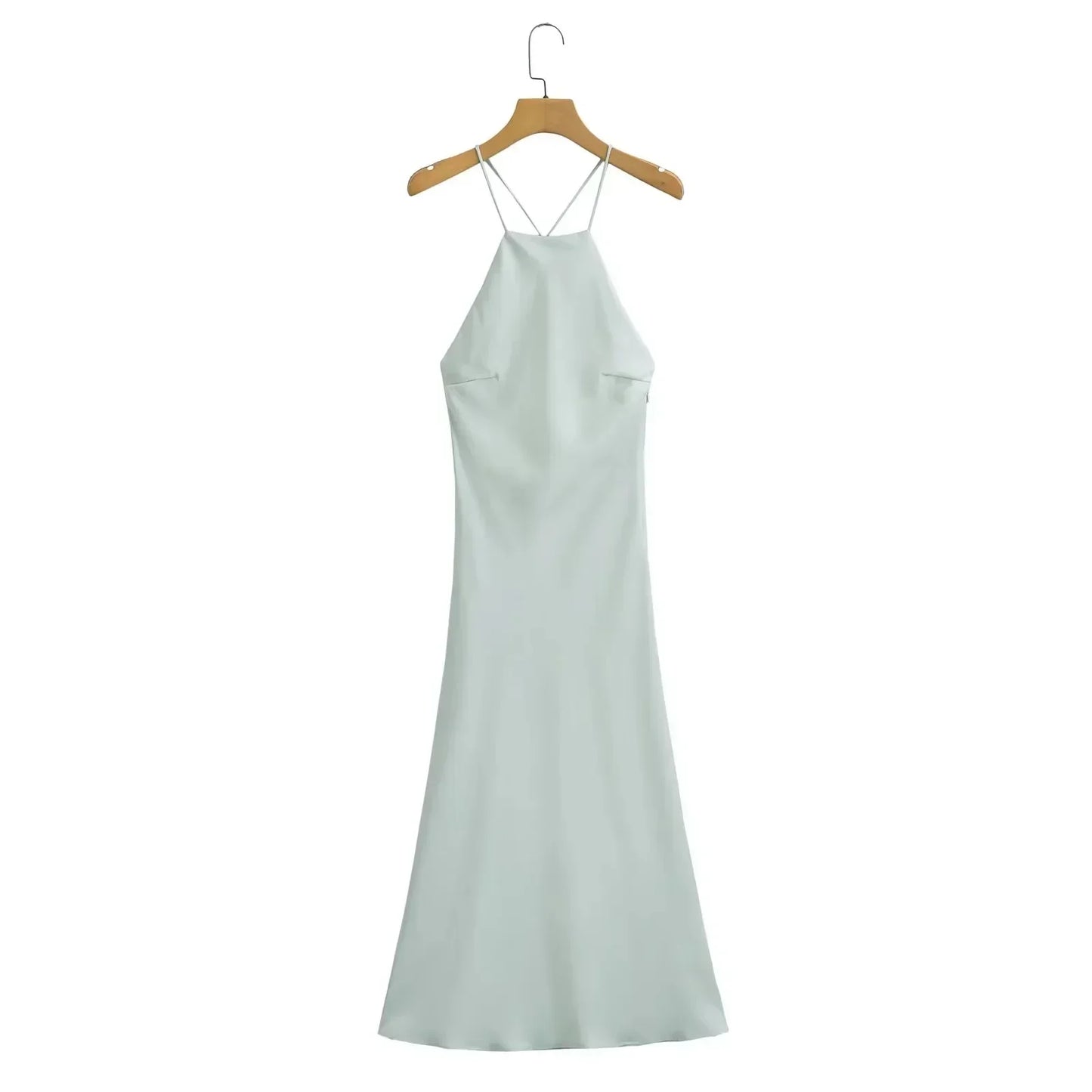 Women's Dress Silk-Satin Sleeveless Dress