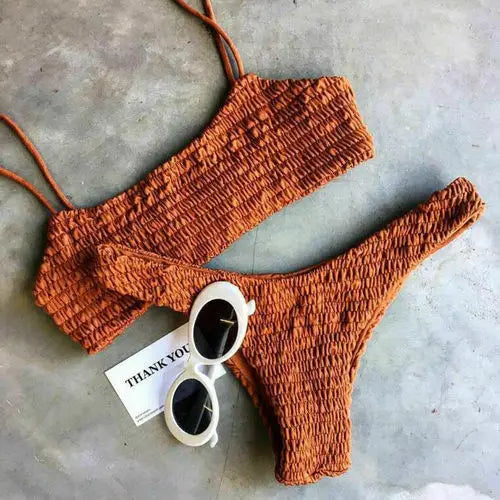 Women's Bikini Set Pleated Swimsuit