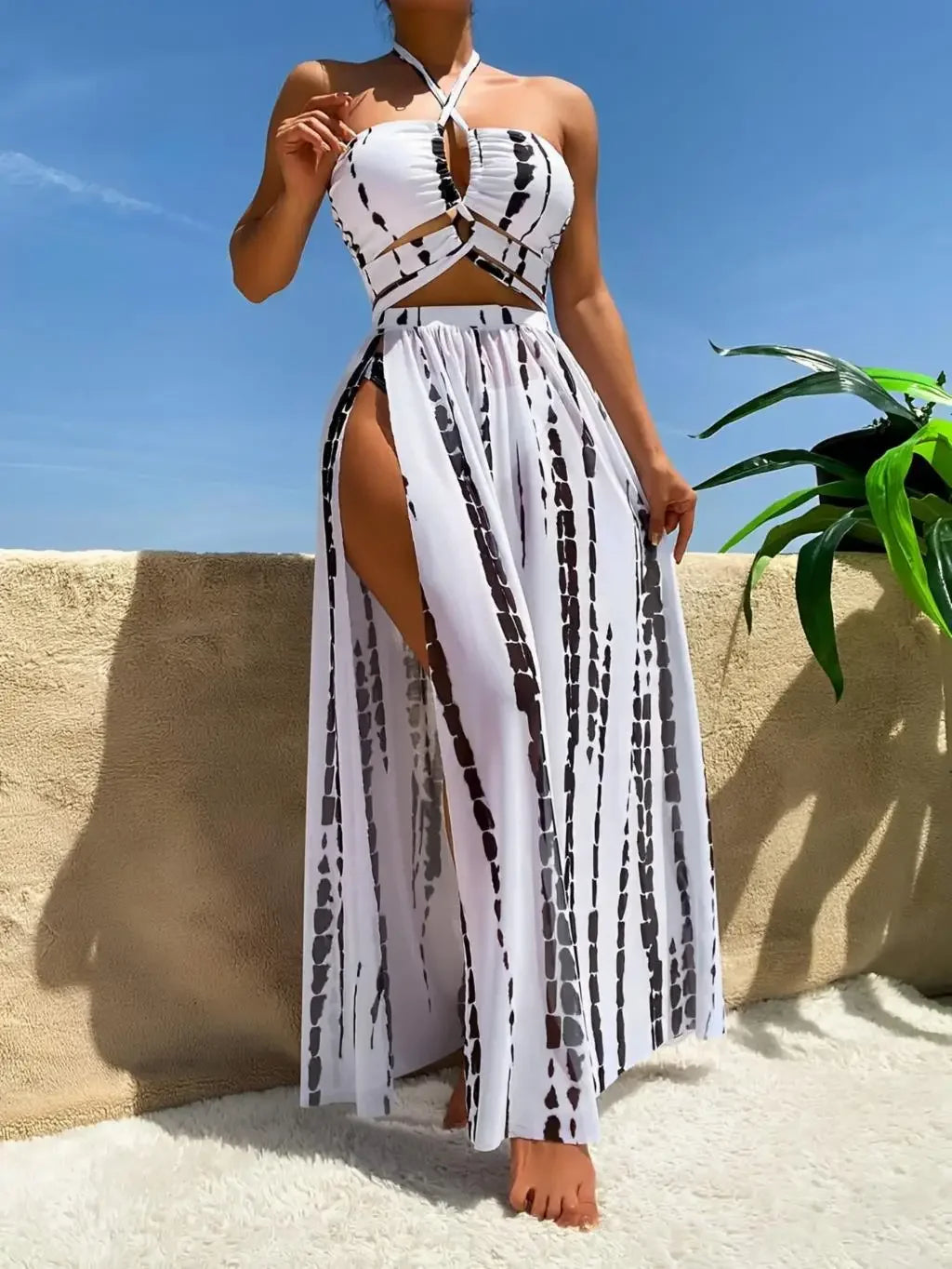 Women's 3 Piece Halter Bikini Swimsuit Set