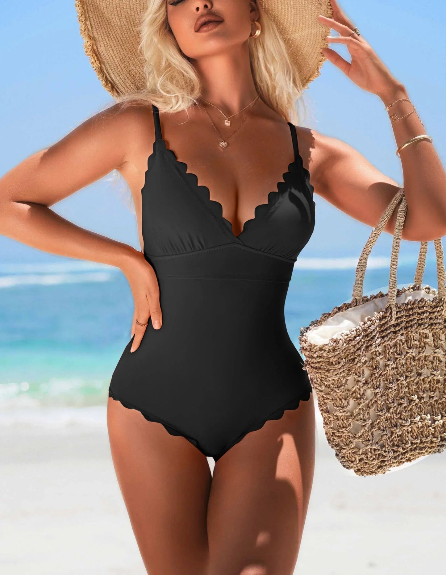 Women's One-Piece Scalloped Swimsuit