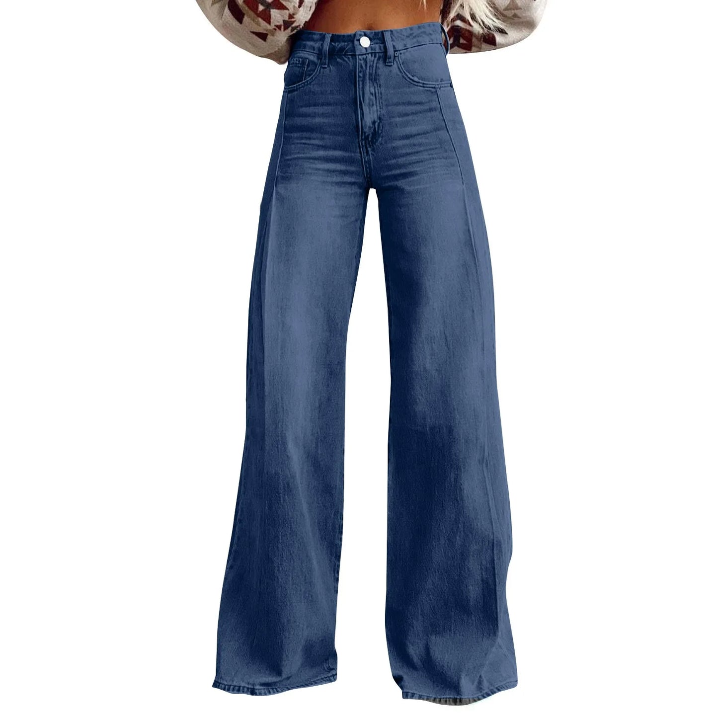 Women's Vintage Jeans Irregular High Waist Slimming Wide Leg