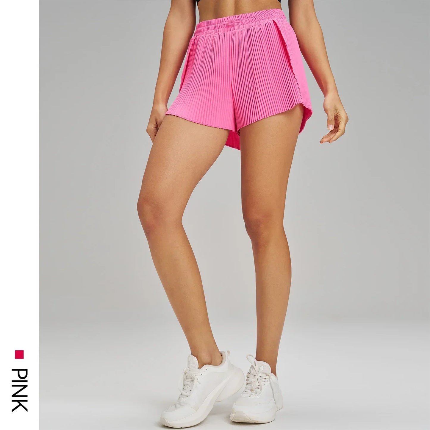 Women's Pleated Fitness Shorts with Pocket