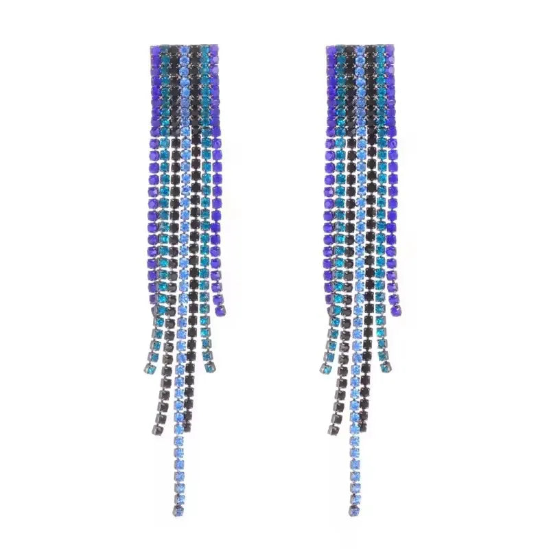 Long Tassel Crystal Earrings for Women