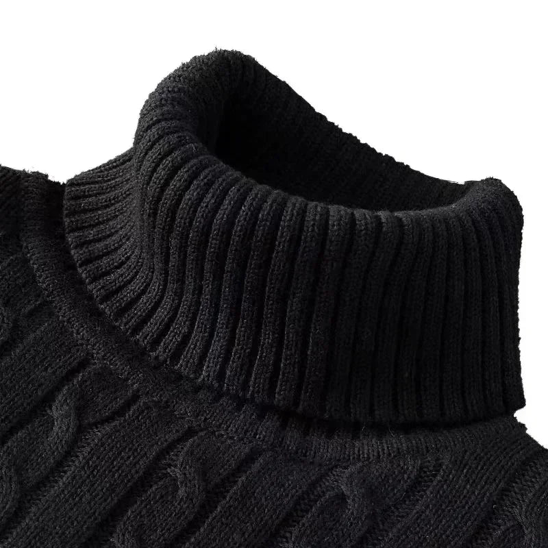 Men's Long Sleeve Slim Fit Knitted Turtleneck Sweater