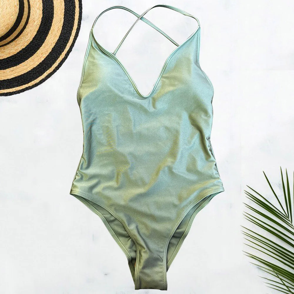 Solid Plus-Size One Piece Swimsuit Women