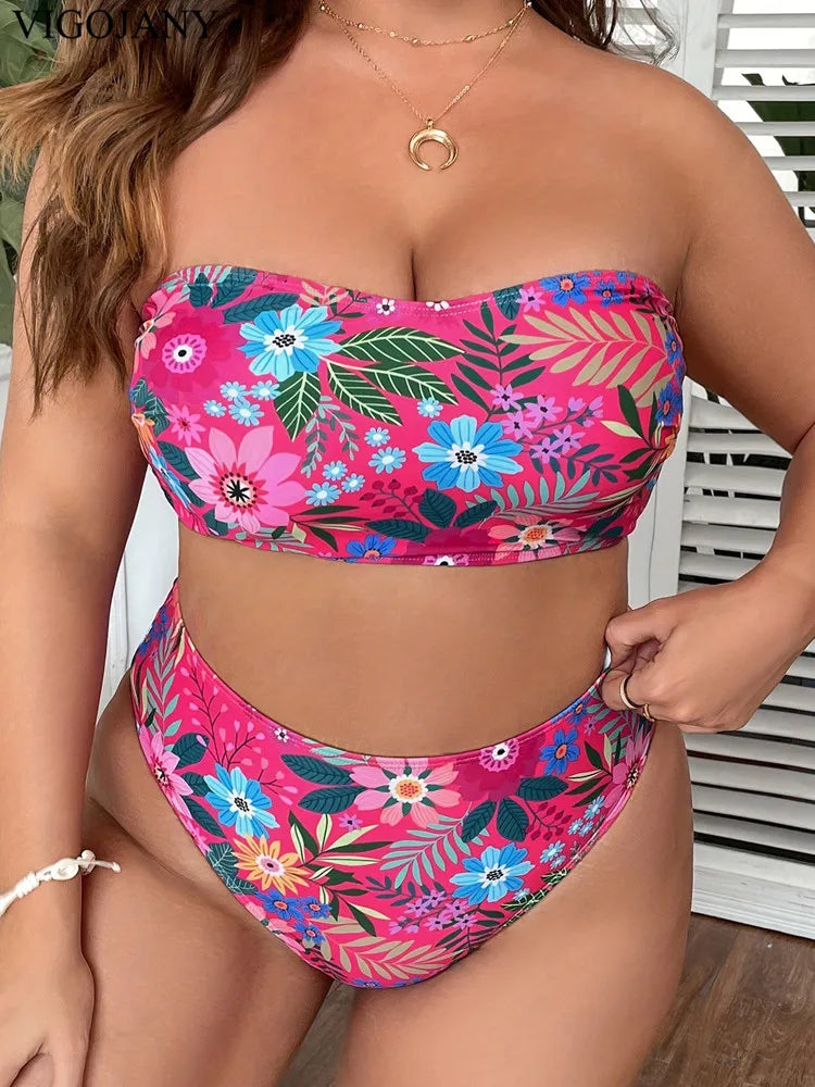 Women's Plus Size 2 Piece High Waist Bathing Suit