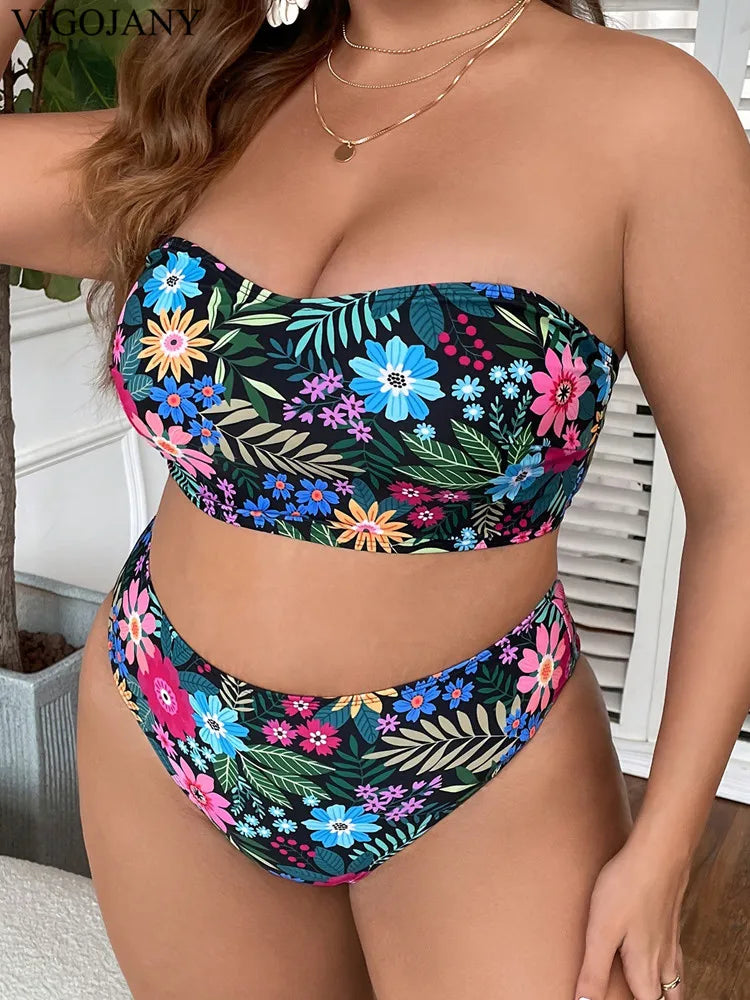 Women's Plus Size 2 Piece High Waist Bathing Suit