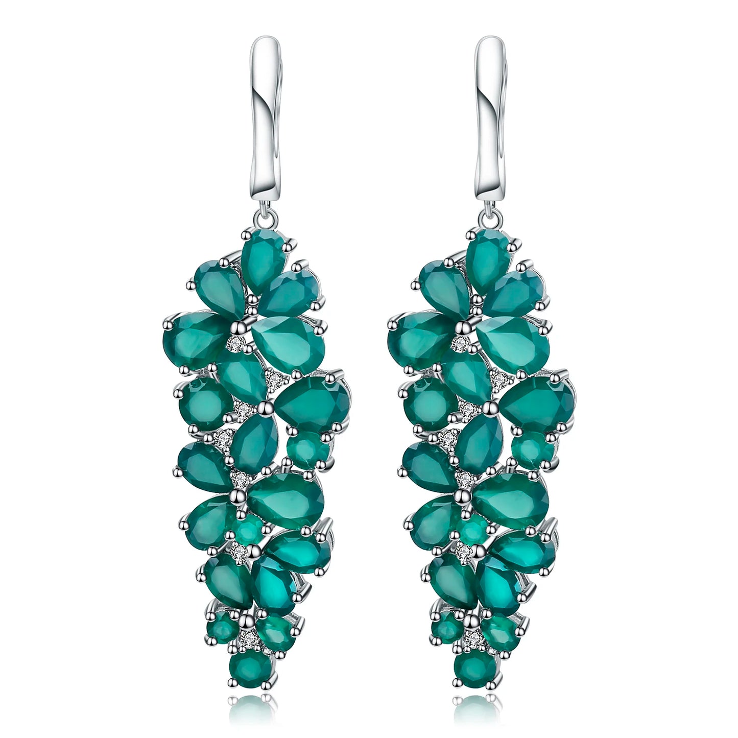 Women's Natural Gemstone Sterling Silver Drop Earrings